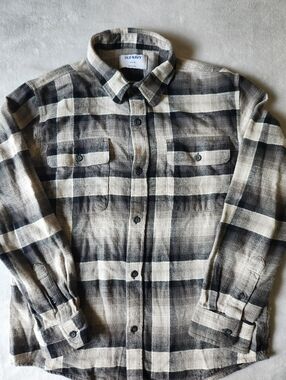 Old Navy Boy's Black & Gray Plaid Button-Up Shirt